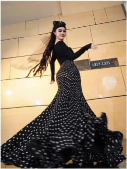 Chic Black Polka Dot Halter Neck Dress High Waist Slimming Long Skirt Korean Style Polyester Fabric Summer New