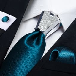 DiBanGu Business Plaid Black Solid Luxury Elegant Silk Ties for Men Designer Tie Buckle Handkerchief Cufflinks Wedding Accessory