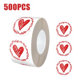 500pcs Heart Stickers 1 Inch Round Envelope Sealing Label for Wedding Party Invitation Card Gift Decor Tags