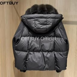 OFTBUY New Winter Warm Cropped Natural Fur Down Cclothing Women Short Duck Down Jacket Real Fox Fur Collar Puffer Coat Female