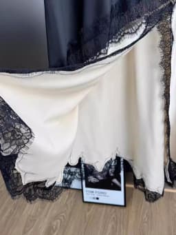 CHICEVER Hit Color Sexy Patchwork Lace Hollow Skirts For Women High Waist Split Temperament Asymmetrical Midi Skirt Female Style