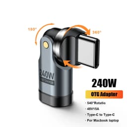 AUFU PD240W OTG USB C to Type C Adapter 540 Rotation Type-C Male to Female Converter for Macbook Xiaomi Samsung OTG Connector