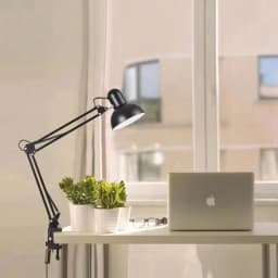 JOYINLED Adjustable LED Eye Protection Desk Lamp E27 Long Arm Big Lampshade Flexible Clip for Lamp Bedside Office Study Student