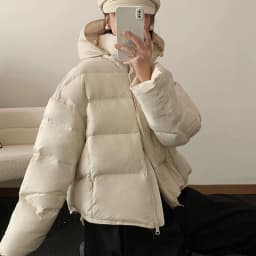 Korean Cropped Hooded Down Jacket for Women Winter Thickened White Duck Down Coats Woman Solid Color All Match Puffer Jackets