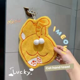 Hot Cute Cat Corgi Egg Butt Hand Towel Coral Fleece Velvet Absorbent Hanging Towel Quick-drying Thickened Handkerchief Washcloth