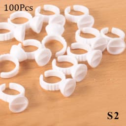 100pcs Disposable Glue Rings Plastic Permanent Makeup Pigment Holder Pallet For Tattoo Eyelash Extension Glue Divider Container