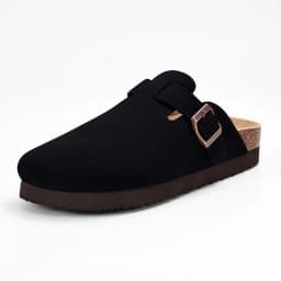 Comwarm Buckle Clogs For Women Men New Genuine Suede Clogs with Arch Support Soft Cork Footbed Mules Fashion Thick Beach Sandals