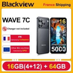 Blackview WAVE 7C Smartphone 6.56'' HD+IPS 5000mAh Battery 16GB(4+12)+64GB Unisoc Cell Phone 32MP+13MP 4G Android 16 Dual SIM