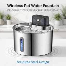 Wireless smart sensor pet water dispenser 2.0L stainless steel automatic circulating water dispenser with water level window