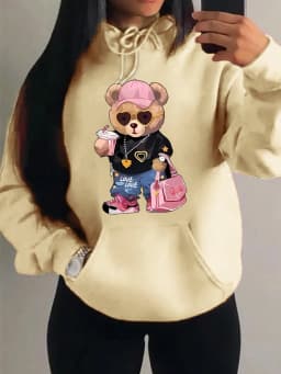 Cool Bear Sister Pattern Creative Design Women Clothes Creativity Fleece Hoodie Harajuku Pocket Pullovers Funny Autumn Hoody