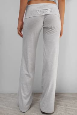 Light grey wing-patterned long pants simple sexy figure-hugging fashionable and trendy Simple fairy retro and sexy high street