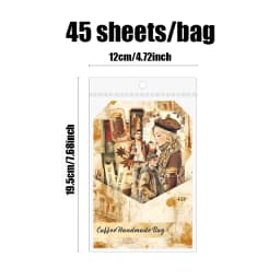 45pcs/bag Coffee-Themed Handmade Stationery Set Retro-Style DIY Decorative Materials for Albums Greeting Cards Envelopes Journal