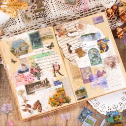 100pcs Retro Trendy PET Sticker Gift Box Creative Decoration DIY Junk Journal Scrapbooking Material Children's Festival Gift