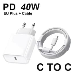 Original PD 40W EU US Fast Charger For iPhone 18 17 16 15 14 13 11 12 Pro Max Plus Air USB-C Cable Braided Fast Charging Type-C