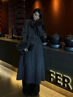 OFTBUY Women's Long Wool Coat Double Breasted Belted Waist Woolen Clothing Female Winter Warm Elegant Trench Style Outerwear