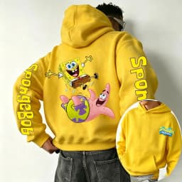 SpongeBob SquarePants Cartoon Anime 2026 New Spring and Autumn Men's and Women's Fashion Hooded Sports Hoodie