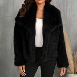 Women's Artificial Fur Coat with Large Lapel Short Fashionable Fox Fur Style Fluffy Plush Clothing for Ladies