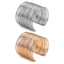 Vintage Punk Layered Wide Wire Cuff Bangle Bracelets for Women Exaggerated Gold Silver Color Metal Bangle Female Trendy Jewelry