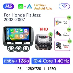2Din Android Car Stereo Radio For Honda Fit Jazz City 2001-2008 Multimedia Player Navigation GPS Carplay Auto No DVD With Screen