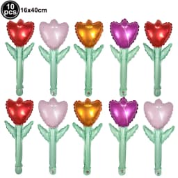 10pcs Mini Rose Flower Balloons Rose Shaped Balloons Birthday Wedding Balloon Mother's Day Decoration Baby Shower Party Supplies