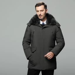 Canada Fashion Winter Jacket for Men Down Coat Parkas Men's White Goose Down Jacket Puffer Padding Detachable Fur Collar HYX0018