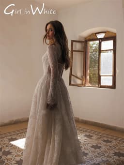 Full Lace Ivory Wedding Dresses High Neck Long Sleeves 2025 Bridal Gowns Floor Length A-Line Wedding Gowns 2025 Customized