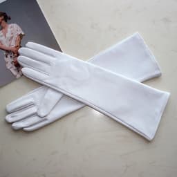 New Women's Long Sheepskin Gloves Thin Silk Inner Touch Screen Solid Color Leather Gloves