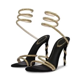 Eilyken Crystal Rhinestone Open Toe Woman Sandals Design Sexy Thin High Heels Party Prom Shoes Fashion Ankle Strap Pumps