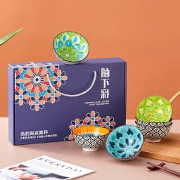 6pcs - Ceramic Bohemian Bowls, Pasta Bowls, Salad Bowls, Soup Bowls, Fruit Bowls, Appetizer Bowls, Safe for Microwave