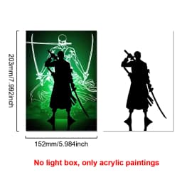 Anime Character One Piece Luffy Zorro Animated Frame LED Light Study Bedroom Christmas Birthday Gift