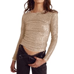 Women Spring Fall Long Sleeve Cropped Tops Sequins Basic T-shirt Casual Pullover for Club Streetwear Aesthetic Clothes