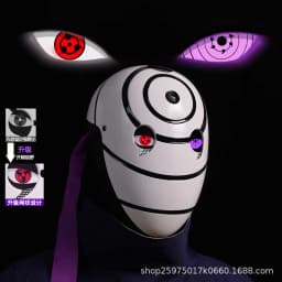Naruto Anime Helmet mask eyes shining Cosplay Uchiha Obito Shine Mask Akatsuki Sharingan Cartoon Shine Highly Imitative toy Mask