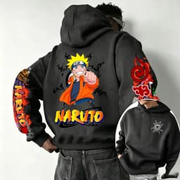 Naruto 2026 Spring and Autumn New Cartoon Anime Harajuku Y2K Street Fashion Couple Hooded Sweatshirt