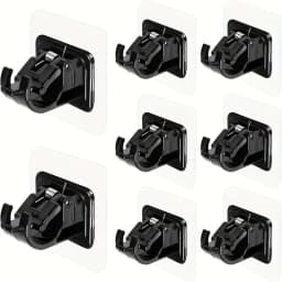 12/2pcs No Drill Curtain Rod Brackets Self-Adhesive Curtain Rod Holder Hook Adjustable Wall Curtain Fixed Clip Hanging Rack