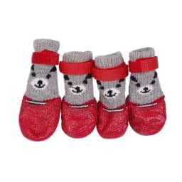 Pet Socks for Small Dog Cat, Non-Slip Dog Socks with Adjustable Paw Protection Winter Knitting Warm Sock (Blue Red Black)