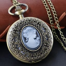 New Gold Luxury Ruby Pocket Watch Necklace Digital Pendant Chain Clock Fashion Sculpture Women's Men's Gift