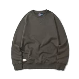 1561# Spring Autumn New 360g American Retro Solid Color Sweatshirts Men's Simple 100% Cotton Washed Pullover Casual Sportwear