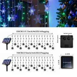 Solar Snowflake LED Lights Outdoor Waterproof IP54 Rating 8 Modes Flashing Wave Steady Light Warm White Colorful Holiday Decor