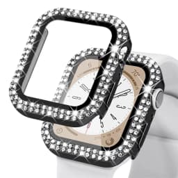 Diamond Bling Cover For Apple watch Case 45mm 41mm 38mm 42mm 44mm 40mm HD Tempered Glass+Bumper Screen Protector Accessories