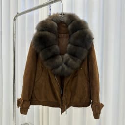 OFTBUY Big Real Fox Fur Collar Duck Down Coat Women Short Suede Pilot Jacket New Vintage Zipper Women's Winter Down Jacket