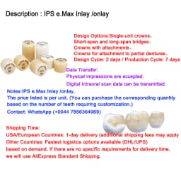 OEM Custom Dentures Fixed Restorations CAD/CAM Multilayered Zirconia IPS e.Max Veneer Post PFM Co-Cr Alloy FMC Bridge