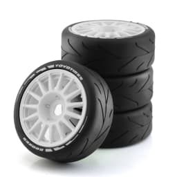 4pcs Rubber 1/8 RC On Road Car Tires and Wheels for 1:8 RC On-Road Racing Car HPI WR8 HSP Hobao ARRMA Redcat Losi Kyosho VRX