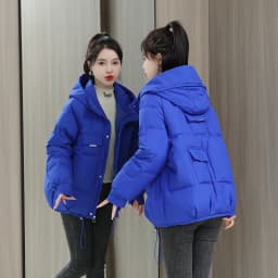 Fashionable Autumn Winter Candy Colored down Cotton Jacket Women's Korean Style Short Loose Hooded Student Cotton Coat Trendy