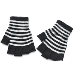 1Pair Unisex Black Stripes Half Finger Fingerless Gloves for Women Wool Knit Wrist Cotton Gloves Winter Warm Men Workout Gloves