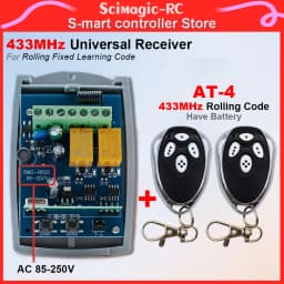 433MHz Universal Garage Door Receiver and ALUTECH AT-4 Rolling Code Remote Control Matching 2CH AC DC 7-32V 220V Rf Relay Switch