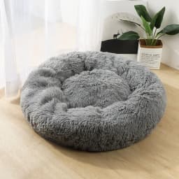 Washable Soft Long Plush Dog Bed with Zipper Cat Bed Small Medium Large Dog Round Thickened Kennel Cat Bed Blanket Couch for Dog
