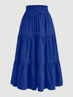 Women's Summer Solid Color Bohemian A-line Midi Skirts 2025 New Female Vacation Casual Loose Faldas