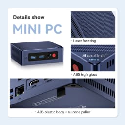 Beelink Min S12 Pro N100 Gamer Mini PC Intel 12th 16GB 512GB SSD 2.4G&5G Dual Wifi 1000M BT5.2 NVME Deskt