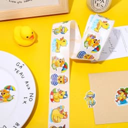 500Pcs Duck Stickers Cute Rubber Yellow Ducks Roll Stickers Present for Duck Birthday Meeting Pool Party Sticker,1inch