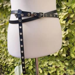 Punk Rivet Leather Double Thin Belt Women Men PU Black White Waist Strap Trendy Waistband Jeans Skirt Decoration